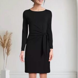 Lands’ End Boatneck Long Sleeve Tie Waist Dress